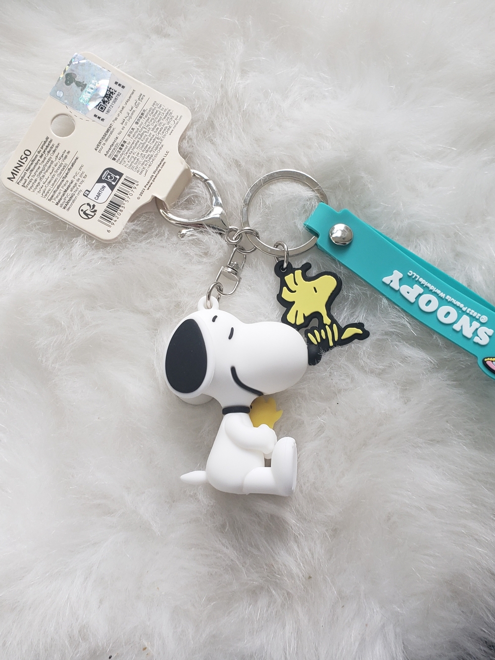 Peanuts Snoopy & Woodstock Keychain with Teal Strap - Picture 3 of 3